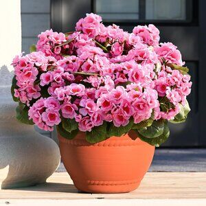 12-PCS Pink Artificial Silk Faux Flowers Plants Balcony Garden Home Decoration